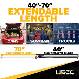 US Cargo Control Ratcheting Cargo Bar for Small Cargo Bar Needs - Extends from 40 Inches to 70 Inches - Great for Use in Pickup Truck Bed, SUV, Minivan, and Small Trailers