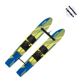 VEVOR 46" Water Skis, Kids Water Ski Trainers with X-7 Adjustable Bindings, Double-Handle Rope & Removable Stabilizing Bar, Training Waterskis Combo for Kids Youth Up to 300 lbs
