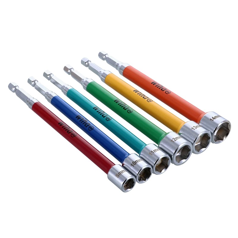 Wiha 70487 6 Piece Color Coded Magnetic Nut Setter Metric