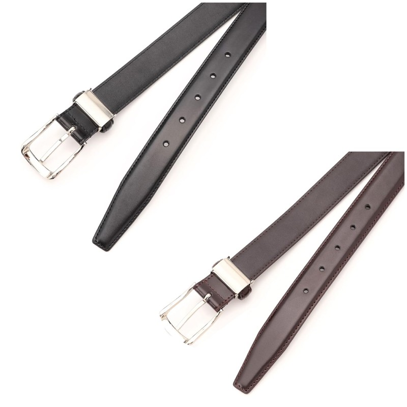 Aoki Men's Belt Set with Box, Adjustable Size, Genuine Leather,