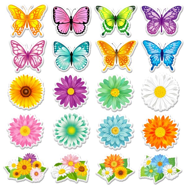 JarThenaAMCS 40Pcs Spring Thick Gel Clings Colorful Daisy Flower Butterfly