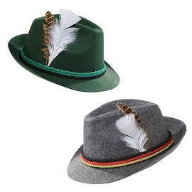 GRAJTCIN Bavarian German Oktoberfest Hat Lederhosen Oktoberfest Costume Festival Hat for Octoberfest Party Deep Grey & Deep Green