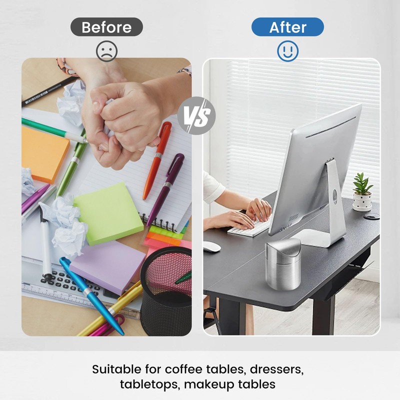 LOVEINUSA Mini Trash Can with Lid, 1.5L Small Garbage Bin