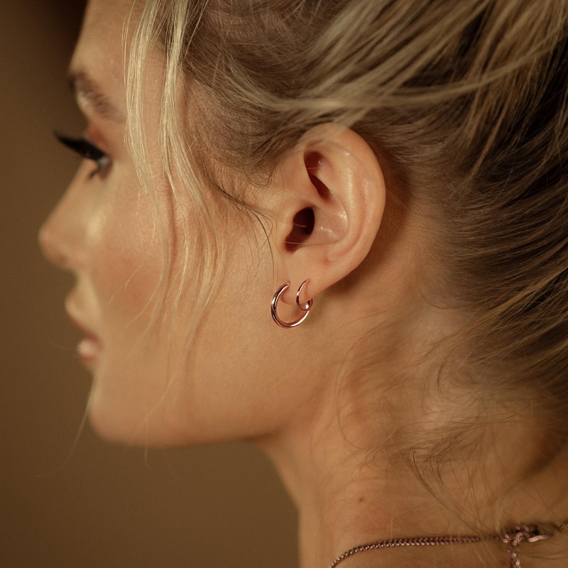 Spiral Hoop Twist Double Earrings - Rose Gold Helix Spiral