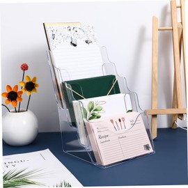 VILLCASE Acrylic Brochure Holder, 6.6-Inch Wide 4 Tier Clear Literature Holder Premium Acrylic Pamphlet Holder Multi Pocket Brochure Display Stand, Wall Mount or Counter Top Use