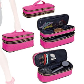 UOZL Hair Dryer Curling Iron Storage Bag, Travel Carrying Case, Slim Expandable Handheld Dual-Layer Travel Storage Bag for Dryer/Hair Tool Organizer/Style Organizer (Rose Red)