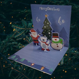 ZEN&TAO Pop-Up Christmas Card, Christmas Themed 3D Pop-Up Card for Family, Friends, Business, With Envelope and Sticker (B)