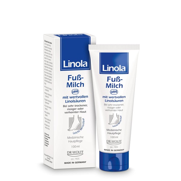 Linola Foot Milk 1 x 100 ml - for very dry, cracked or callused skin on the feet