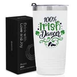 Onebttl Irish Gifts, Irish Dance Gifts for Irish Dancers, 20oz Travel Insulated Tumbler with Straw, Brush, and Lid