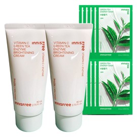 Innisfree Large Capacity Vitamin C Blemish Toning Cream Capsule Moisturizing Cream 80mL x 2 + Green Tea Mask 10 x Innisfree / 이니스프리 대용량 비타민C 잡티토닝크림  캡슐 수분크림 80mL 2개+그린티 마스크 10매