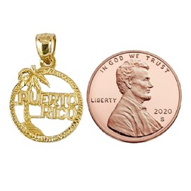 SURANO DESIGN JEWELRY 14k Yellow Gold Puerto Rico Island Pendant, Made in USA