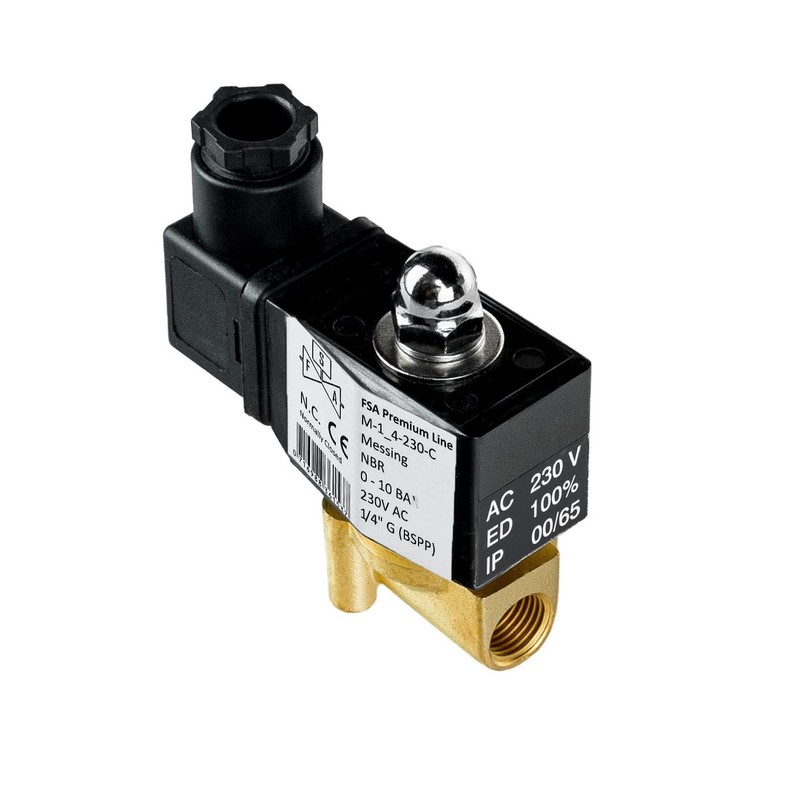 FSA Solenoid Valve Brass 1/4 Inch 230 V AC 0-10