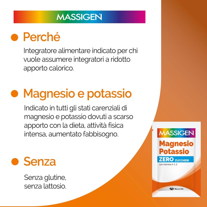 Massigen - Magnesio e Potassio Zero Zuccheri, Gusto Arancia Rossa,