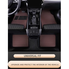LSXUANCHU Car Mats Diamond Luxury Car Mats for Women,Faux Leather Automotive Floor Mats All Weather for Cars Truck SUV (Coffee 4Pc)