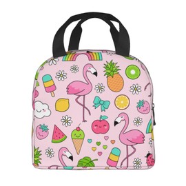 Yudchen Flamingo Insulated Lunch Bag Cooler Tote Reusable Lunch Box For Women For Work Office Travel Picnic, wjoy-box9