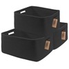 COMFY-HOMI 3 pcs Large Storage Baskets for Shelves, Laundry Basket, Woven Rope Basket, Closet Organizer Bins for Clothes Blanket Towels, Baby Nursery, Gift Toy Baskets, 17” x 13” x 7.5”-black