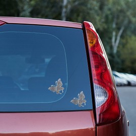 HungMieh 2 PCS Car Decals for Women, Bling Rhinestone Butterfly Stickers with Self-adhesive Backing for Car Interior&Exterior Window Motorcycle Helmet Laptop Tumbler Luggage Guitar Yeti Cups