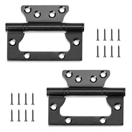 JINXIAN 2PCS Flush Hinges Door HingesCranked Hinges for Cupboard Cabinet Home Furniture Door Boxes(Black)