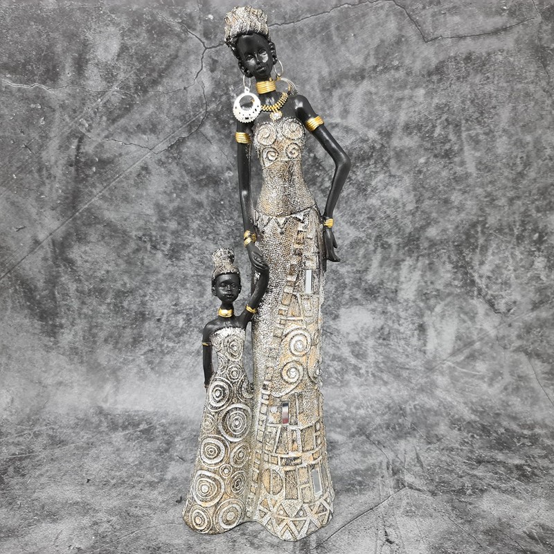 Lifestyle & More Modern Sculpture Figurine Woman African Woman Gold/Brown