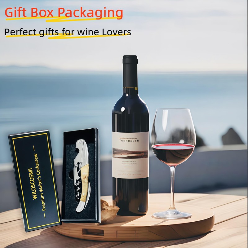 WILOSCOSMI Wine Key & Corkscrew Wine Opener–3-in-1 with Foil Cutter
