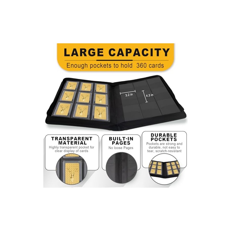 Toploader Binder, Holds 360 Toploaders, Top Loader Binder with 9
