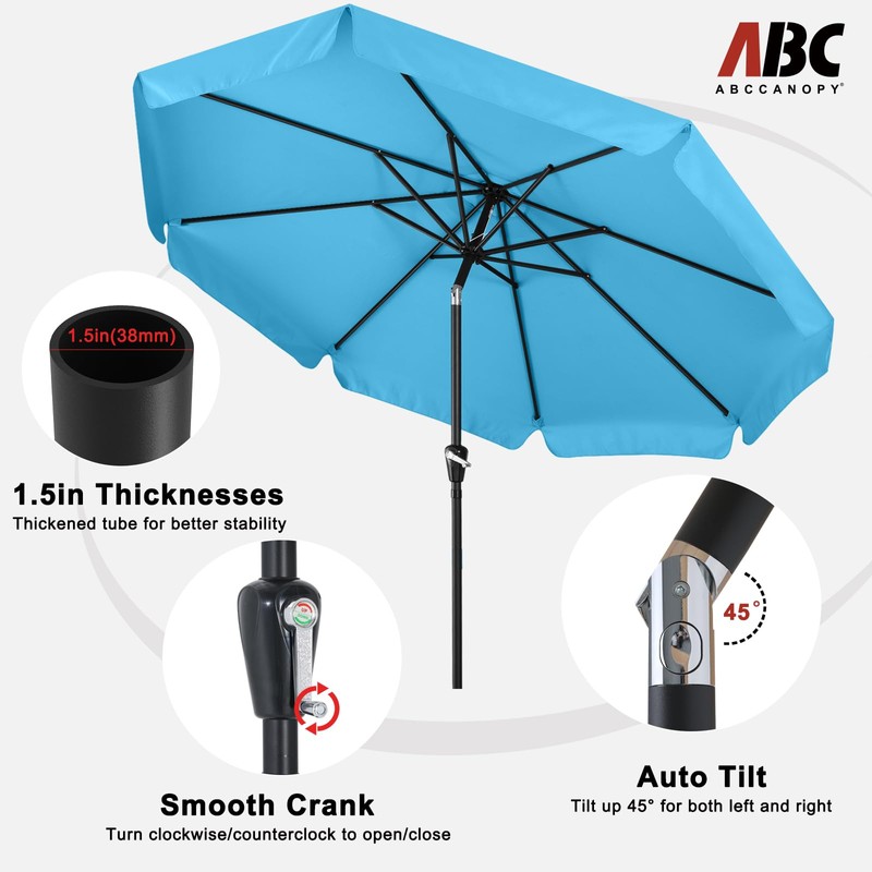 ABCCANOPY Patio Umbrella 10ft - Outdoor Table Umbrella with Push