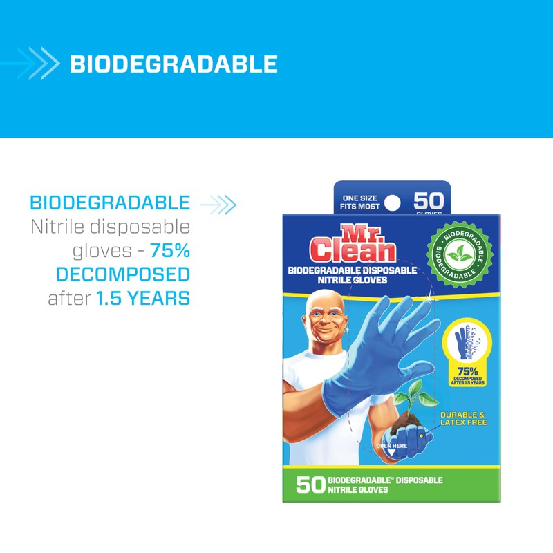 Mr Clean Bio-Nitrile Disposable Gloves 200 Count