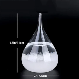 Enkrio Storm Glass Weather Predictor, Weather Station Weather Forecaster with Wood Base, Creative Crystal Glass Bottle for Home & Office Decoration (S)