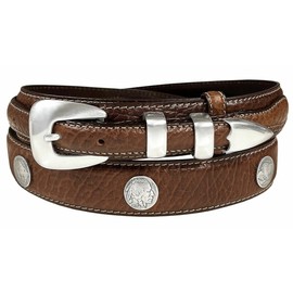 Western Buffalo Indian Head Coin Conchos Genuine Leather Ranger Belt (Brown, 42)