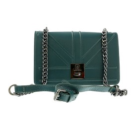 Pierre Cardin Teal Leather Large Structured Shoulder Bag for womens