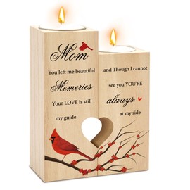 Sympathy Gifts for Loss of Mom Wooden Cardinal Candle Holder Memorial Gifts Funeral Decorations Table Decor Mom Thinking of You Remembrance Condolence Grief Presents for Loss of Loved One Mother
