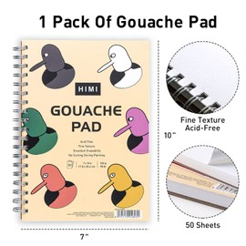 HIMI Gouache Pad 7X10''(98lb/160g) 50 Sheets Mix Paper Pad, Side Wire Bound, Fine Texture, in Gouache Acrylic Art Pad for Sketching, Ink Sketch Book, Art Supplies Drawing Pad Gift (Bird) , YELLOW
