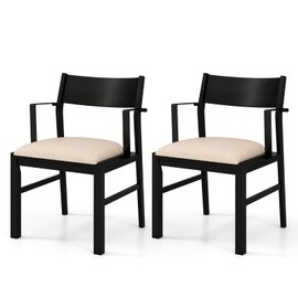 Giantex Dining Chairs Set of 2, Accent Armchairs with Padded Seat, Metal Armrest, Solid Rubber Wood Legs, Max Load 400 Lbs, Kitchen Chairs, Farmhouse Dining Room Chair