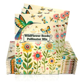 Pollinator Paradise Seed Mix (20 Packs) Seeds Packets for Humming Birds, Butterflies and Bees - Ideal for Wedding Party Favors Bridal Shower School Events Thank You Corporate Event Memorials