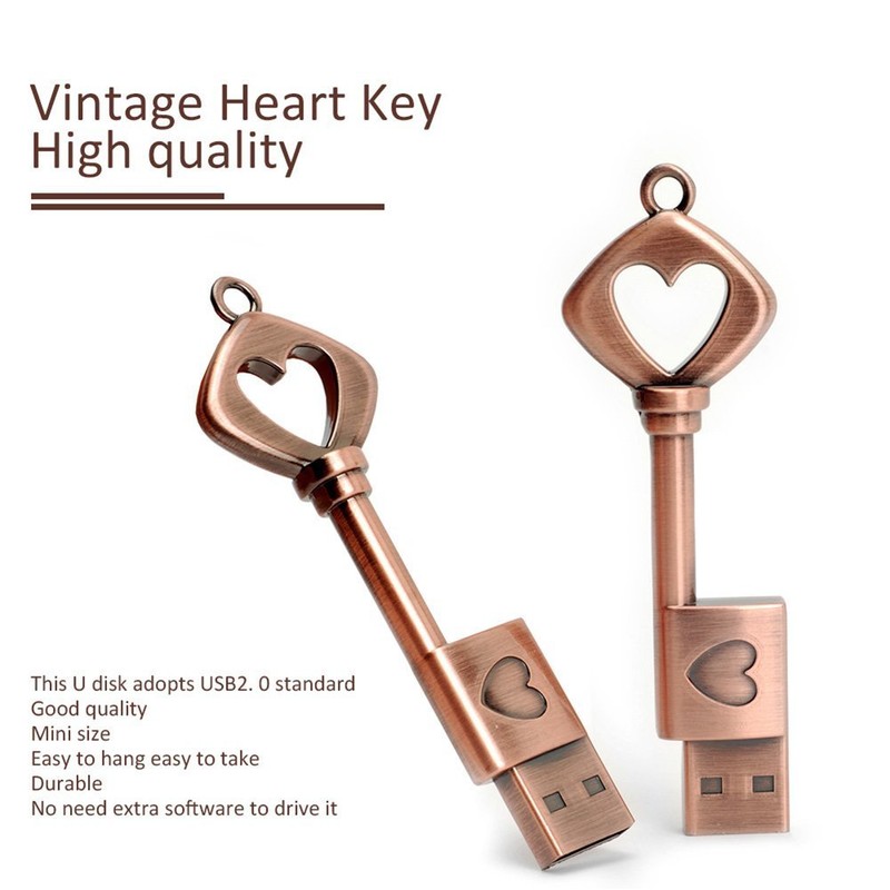 leizhan 32 GB USB Flash Drive Memory Stick Metal Heart-Shaped