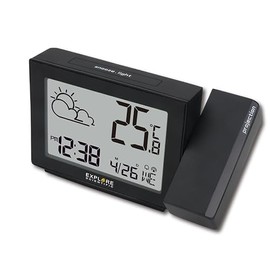 Explore Scientific RPW3001 Weather Radio Controlled Barometer Indoor Temperature Projection Clock - Black