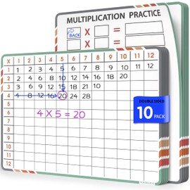 SCRIBBLEDO Multiplication Math 9”x12” Small White Board Dry Erase Sheets Math Manipulatives 3rd Grade Multiplication Times Table Chart Math Supplies Teacher Students Classroom Pack of 10 Sheets