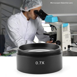 Stereo Microscopes Objective Lens, KP-0.7X Microscope Auxiliary Lens Metal Aluminum Alloy and Glass Lens, 48mm Mounting Thread