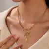 Gold Paperclip Necklace Dainty Gold Cross Chunky Heart Lock Pendant
