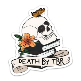 3PCs Death by TBR Sticker, Funny Skull Book Reader Sticker Reading Lover Bookish E-Reader Vinyl Waterproof Stickers for Laptop Kindle Water Bottle Book Scrapbook Decals Gifts (3 inches)