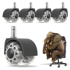 Simple Trending Office Chair Caster Wheels (Set of 5), Heavy-Duty Chair Wheels Support 2400lbs, Mute Rubber Chair Casters for Carpet and Hardwood Floors, 2 Inch Universal Fit, Easy Installation
