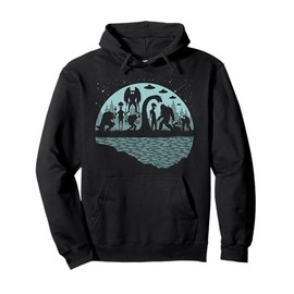 Bigfoot Loch Ness Monster Mothman And Aliens! Funny Cryptid Pullover Hoodie