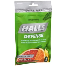 HALLS SM Halls Defense Sugar Free Assorted Citrus 15 Drops