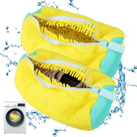 Pack of 2 Shoe Wash Bags, Shoe Wash Bags for Washing Machine, 39 x 19 cm Shoe Wash Bag for Trainers, Reusable Washing Net Shoes with Zip