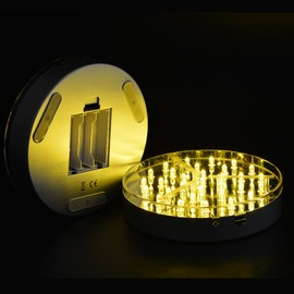 Under Vase Led Light Base 3aa Battery Operated 6" LED Coaster Centerpieces Lighting with 31pcs LEDs for Hotel Home Events Wedding Celebrations Floral Arrangements Vase Crystal Lighting (Warm White)