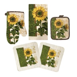 American Linen Oven Mitts and Pot Holders - Kitchen Towels and Dish Cloths Sets - Oven Mitts - Tea Towels - Dish Cloth Set (Sunflower)