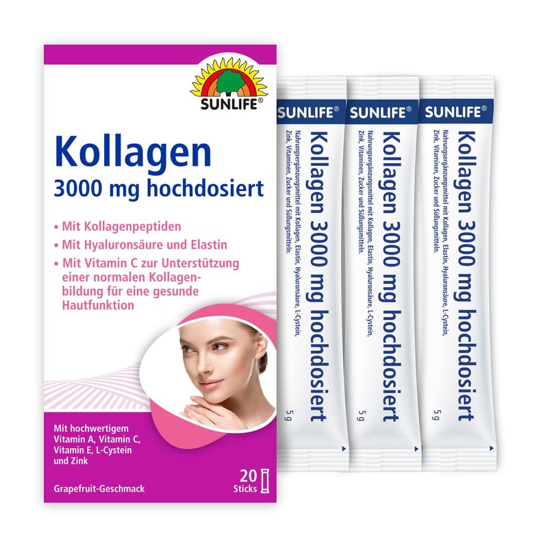 SUNLIFE Collagen Sticks: Collagen Peptides and Hyaluronic Acid for Elasticity