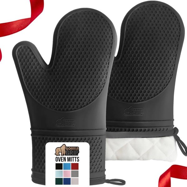 GORILLA GRIP BPA-Free Soft Silicone Oven Mitts, Heat Resistant and