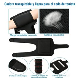 Codera para Epicondilitis y Codo de Tenista, Soporte Ajustable con 2 Barras de Aluminio, Férula Transpirable, Alivio de Tendinitis, para Gym, Trabajo y Deportes