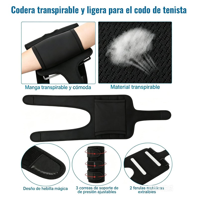 Codera para Epicondilitis y Codo de Tenista, Soporte Ajustable con